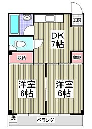 第5青木ビル 2DKの間取図画像