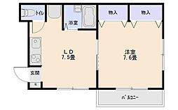 たから壱番館 1DKの間取図画像