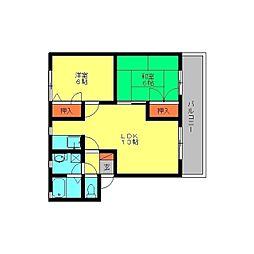アイリス大野城 2LDKの間取図画像