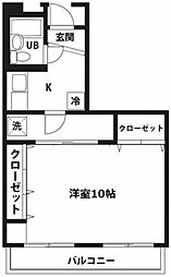 サニーヴィラD 1Kの間取図画像