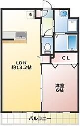 アルベージュ 1LDKの間取図画像