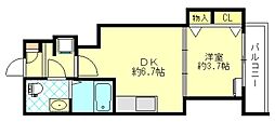 エムアール祖原B 1DKの間取図画像