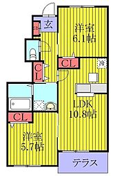 ヴィラ・ハイライズ 2LDKの間取図画像