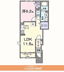 ウエスタン ヴィレッジII 1LDKの間取図画像