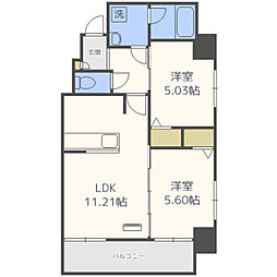 デアマーレ博多 2LDKの間取図画像