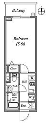 グランパセオ蒲田2 1Kの間取図画像