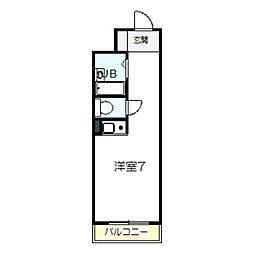 川口ハイツ ワンルームの間取図画像