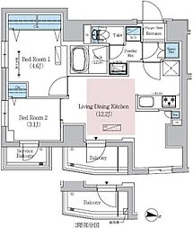 アーバネックス文京千駄木 2LDKの間取図画像