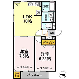ルミエールA 2LDKの間取図画像