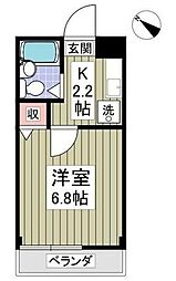 アンシンハイツ2号棟 1Kの間取図画像