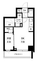 アジールコート桜上水 1DKの間取図画像