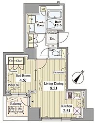 セレサ日本橋堀留町 1LDKの間取図画像