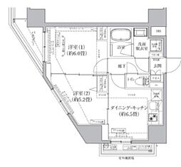 アイルグランデ東京立石 2DKの間取図画像
