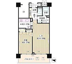 マーシュフィールド四番町 1002 10階1LDKの間取り