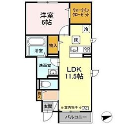 レ・ブルー 1階1LDKの間取り