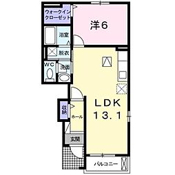 中田ガーデン 1LDKの間取図画像