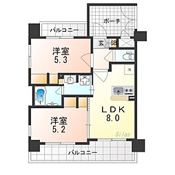 エステムプラザ京都御所ノ内REGIA 4階2LDKの間取り