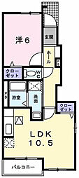 ナリッシュ 1LDKの間取図画像