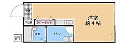 トーイツアパート 2階ワンルームの間取り