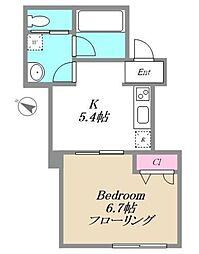 エスパシオ和光 1Kの間取図画像