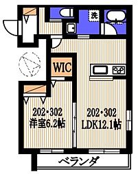 ハレ登戸 1LDKの間取図画像