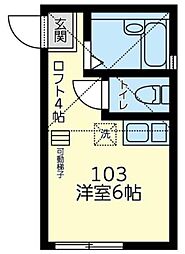 ユナイト白楽マッフィー ワンルームの間取図画像