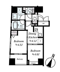 東京メトロ千代田線 赤坂駅 徒歩3分の賃貸マンション 5階2DKの間取り
