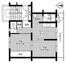 ビレッジハウス検見川7棟 2DKの間取図画像