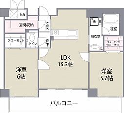 エイチス高宮 2LDKの間取図画像