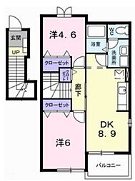 プラシード 2LDKの間取図画像
