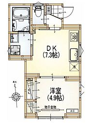 ジュネス竹町 1DKの間取図画像