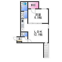 フジパレス関茶屋N 1LDKの間取図画像