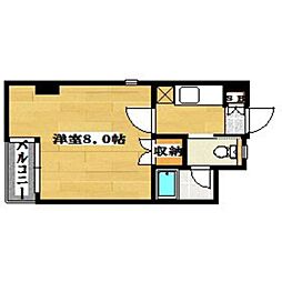 シエル城南 1Kの間取図画像