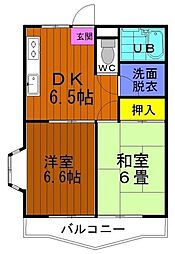 ハイツグラースミア 2DKの間取図画像