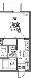 パステールグラン大森台 1Kの間取図画像