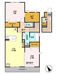 ブリエ2 2LDKの間取図画像