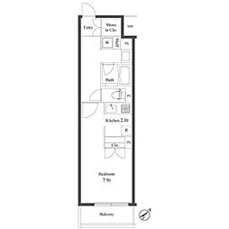 プライマル小石川 3階1Kの間取り