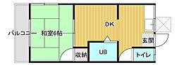 アパート 1DKの間取図画像
