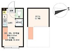 ハーモニーテラス新小岩3 ワンルームの間取図画像