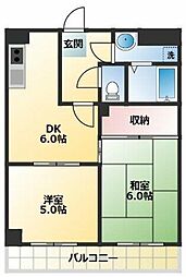 仙ノ倉ハイツ 2DKの間取図画像