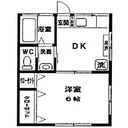 エスケイコーポ 1DKの間取図画像
