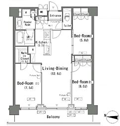 パークアクシス辰巳ステージ 13階3LDKの間取り
