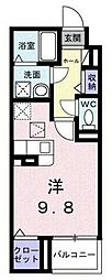 ヴァーグ・ブランシュ ワンルームの間取図画像