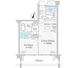 バウスステージ広尾 1LDKの間取図画像