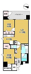 サンメゾン大濠公園北 2LDKの間取図画像