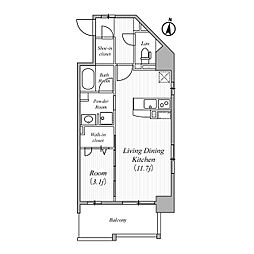 ブランシエル西新 1LDKの間取図画像