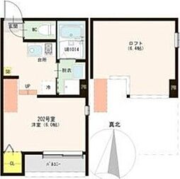ハーモニービレッジ深草 1Kの間取図画像