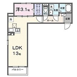 ヒカルサ川越霞ヶ関 1LDKの間取図画像