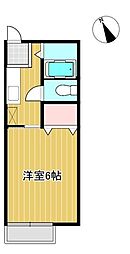 ビーライン下溝1号館 1Kの間取図画像