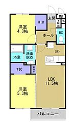 ARTH平松 2LDKの間取図画像